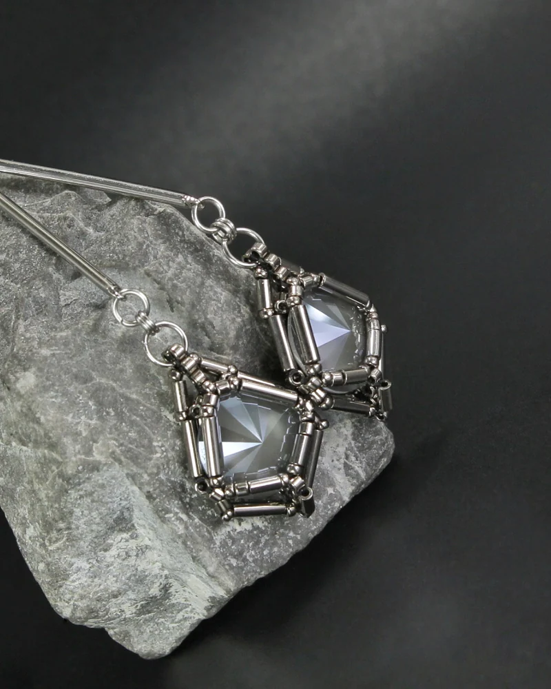Стильные серьги «Lacquer Dark Grey» — Основной