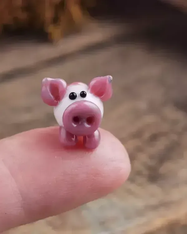 Стеклянная фигурка «Свинка крошечная» — 15мм