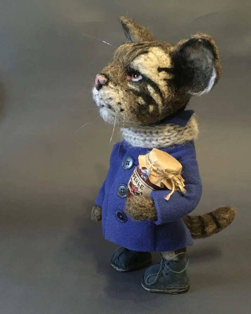 Кот Компот. Игрушка из шерсти. Войлочная игрушка