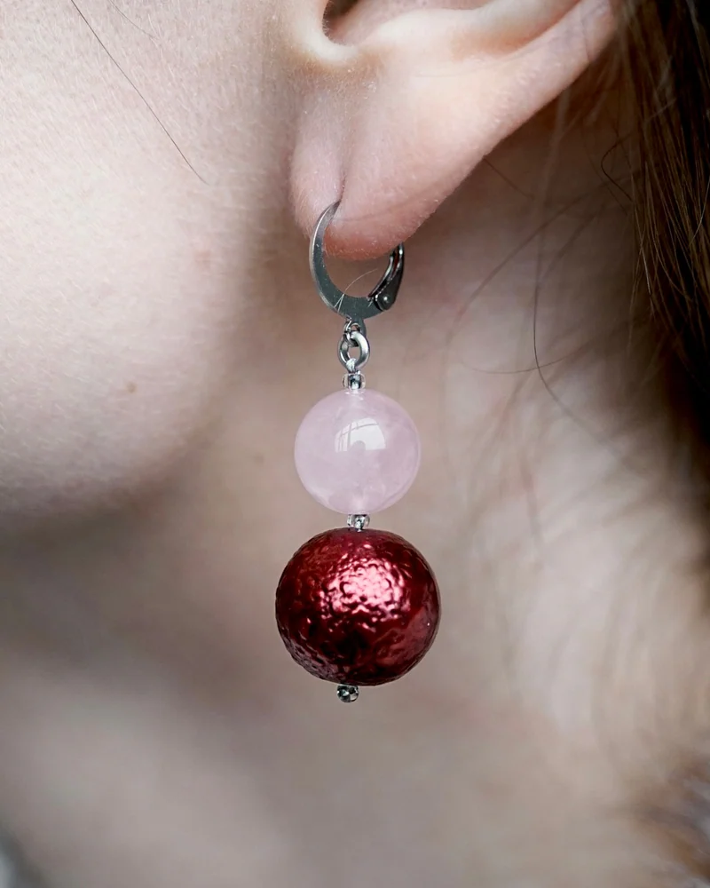 Серьги с розовым кварцем — Серьги с розовым кварцем