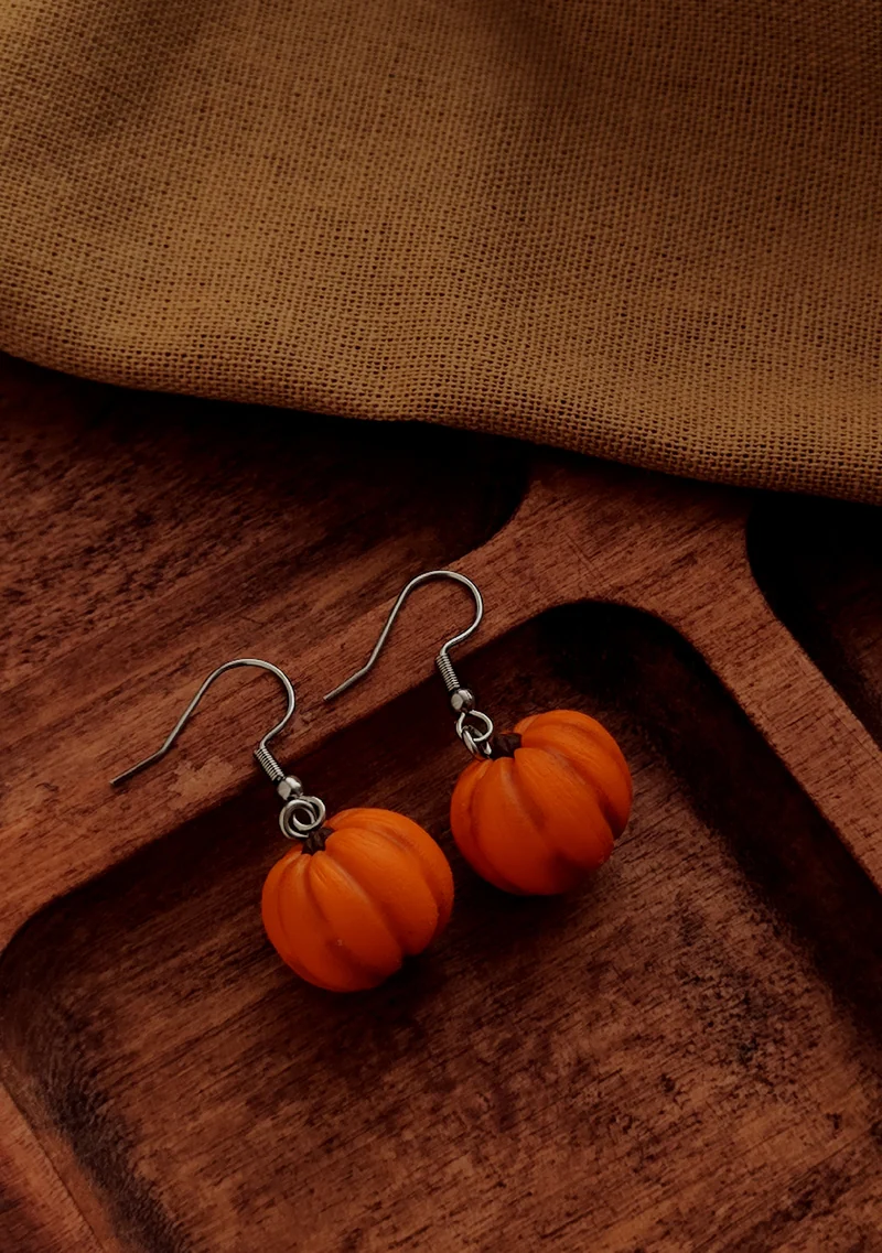 Серьги тыквы из полимерной глины ручной работы