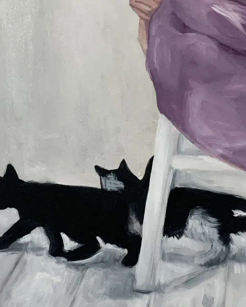 Девочка с котятами. Картина маслом 80×100 см — 80×100 см