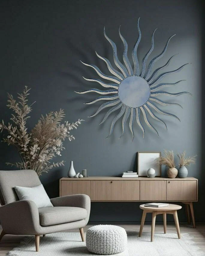 Зеркало-солнце Soleil 114×125 см — Серебро матовое