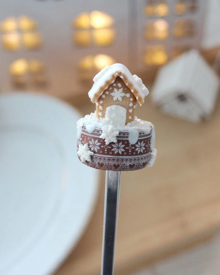 Ложки с декором Зимние домики