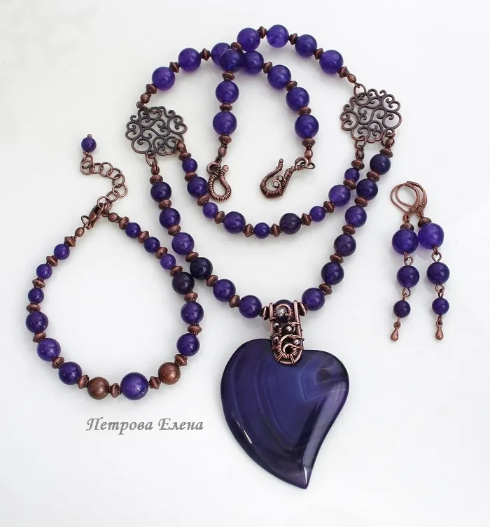 Комплект «Violet Heart» с агатом