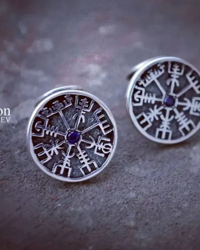 Запонки Vegvisir (рунический компас) — Основной