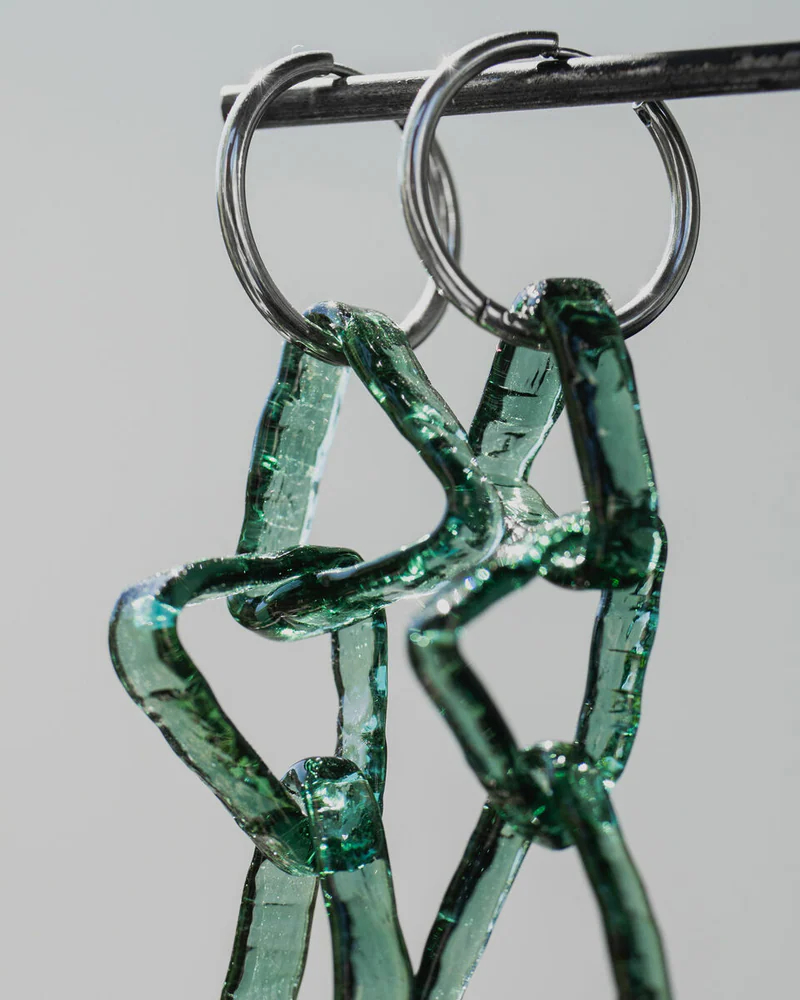 Серьги из стекла Бирюзовые сталактиты