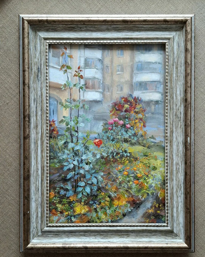 Октябрьская роза. Картина маслом