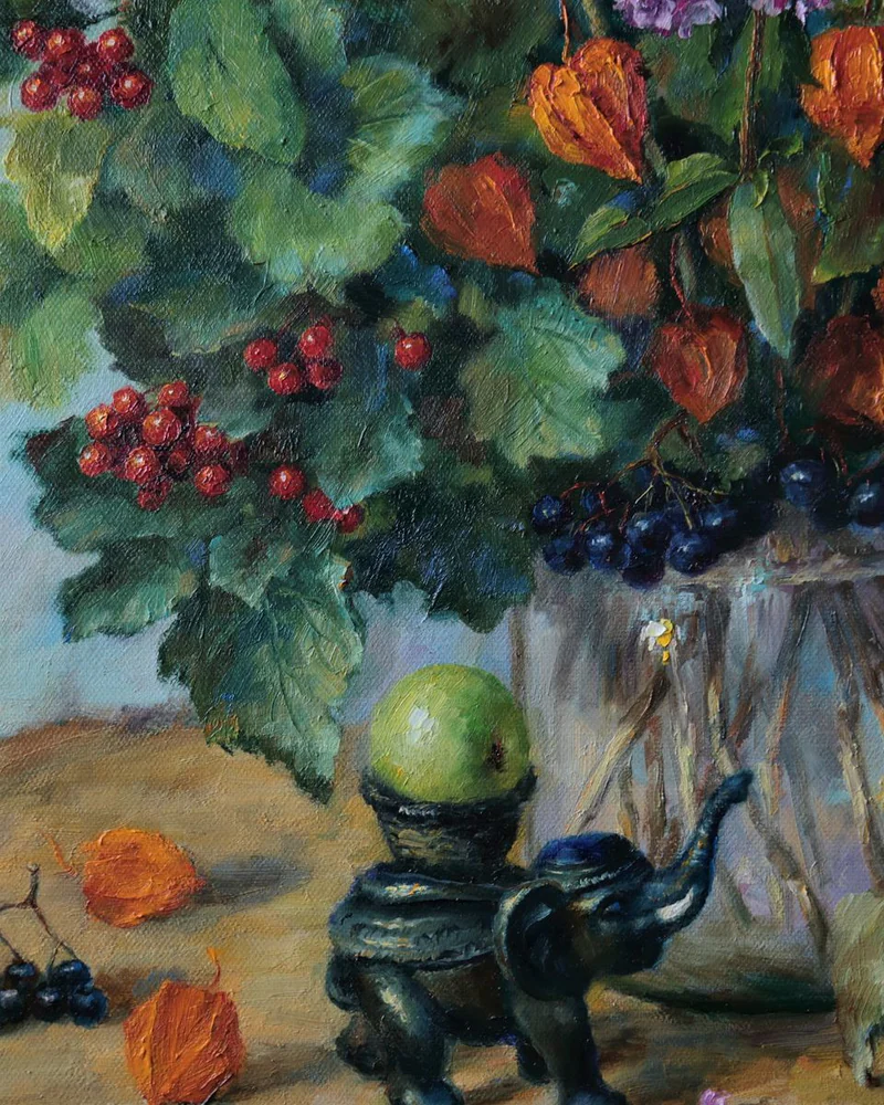 Осенний слоник. Картина маслом на холсте