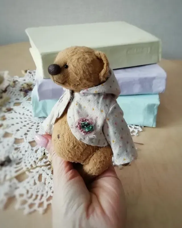 Мишка Тедди Пончик, светло-коричневый, 15 см
