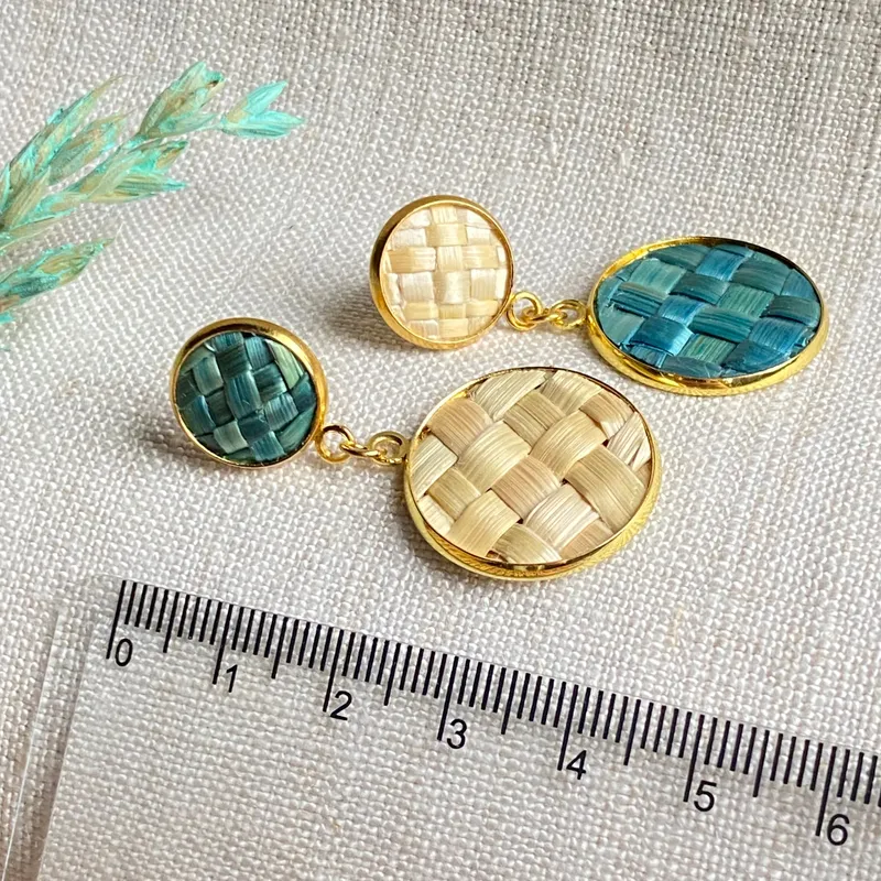 Серьги «Дуэт» из соломки