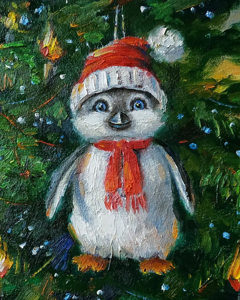 Серия "Новогодние игрушки" картины маслом новогодние