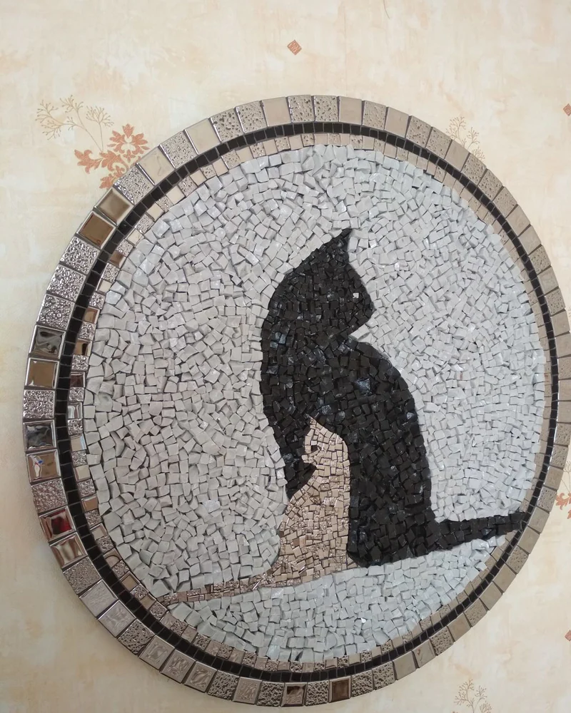 Панно из мозаики «Котики», чёрный