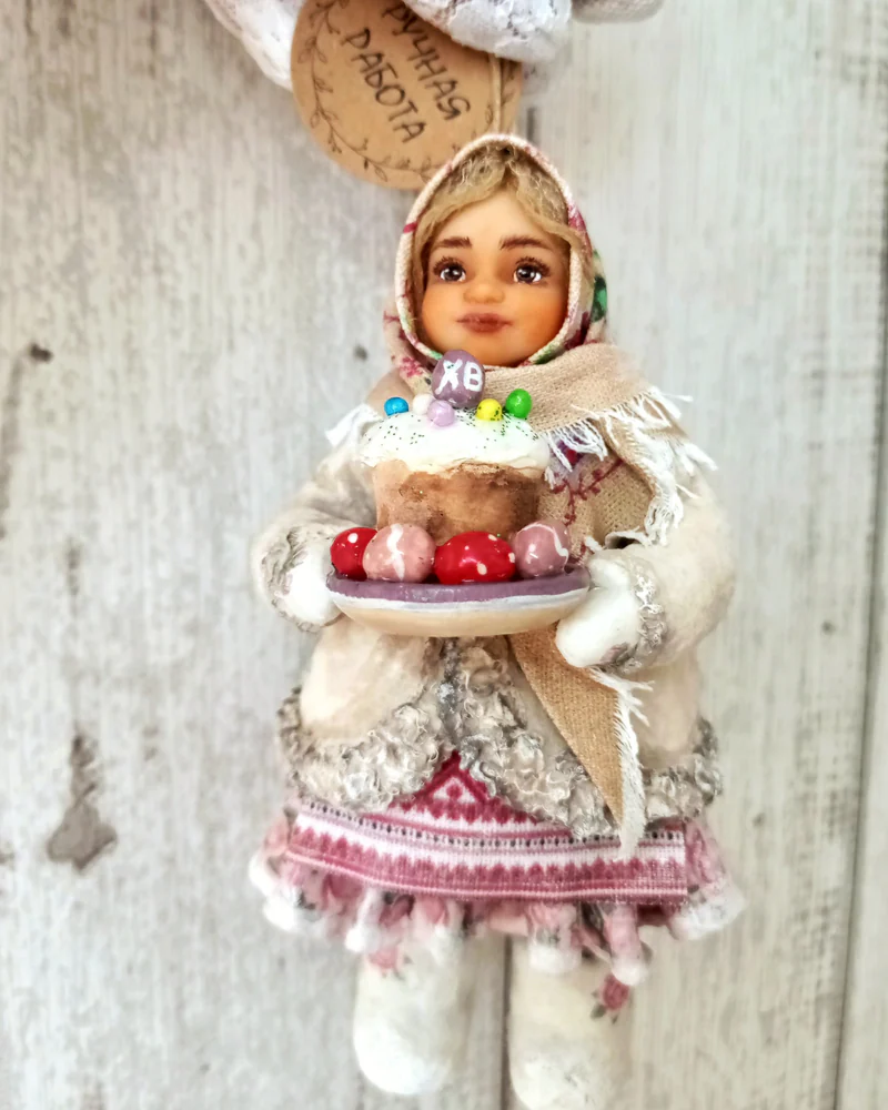 Ватная игрушка "Пасхальная Мариночка"