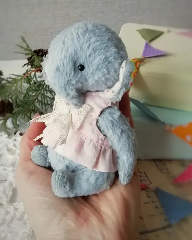 Слонёнок Тедди Марго, голубой, 13 см