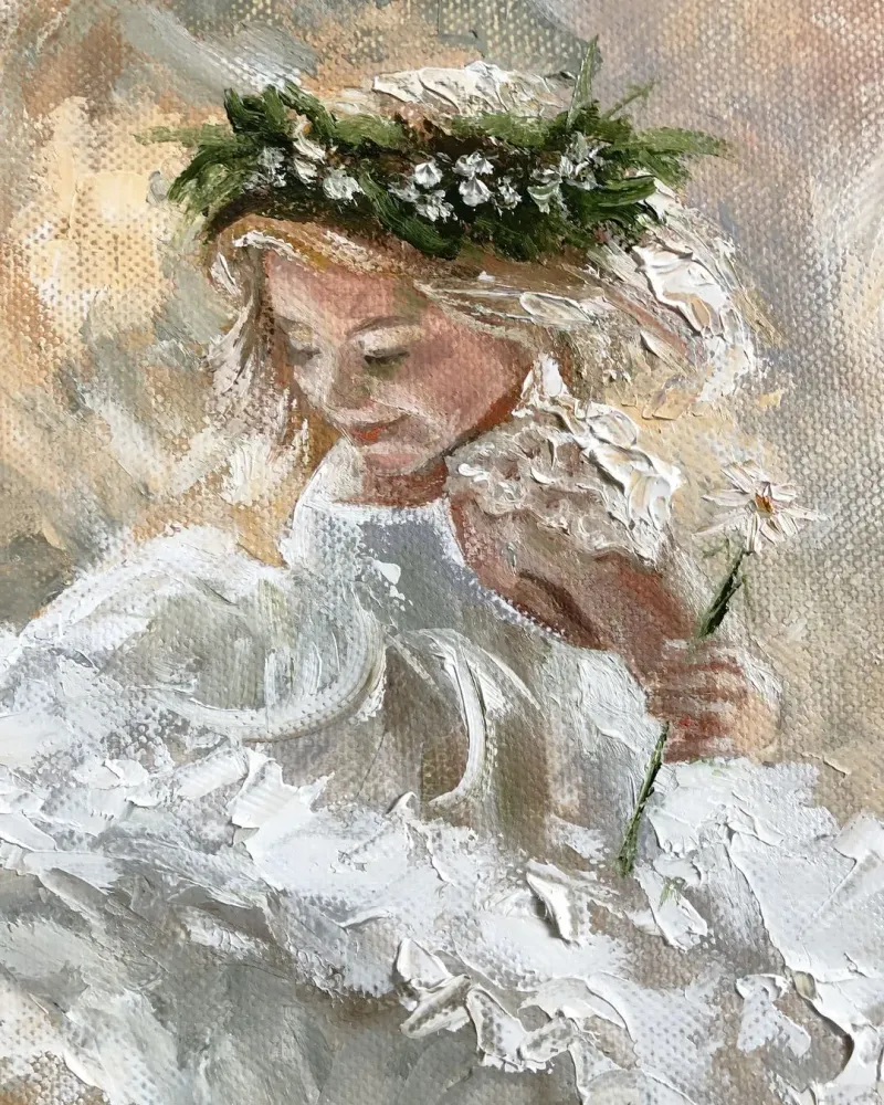 Танцующая девочка. Картина маслом 30×30 см — 30×30 см