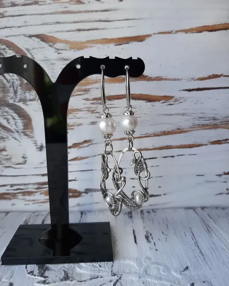 Серьги из нейзильбера с жемчугом — Основной