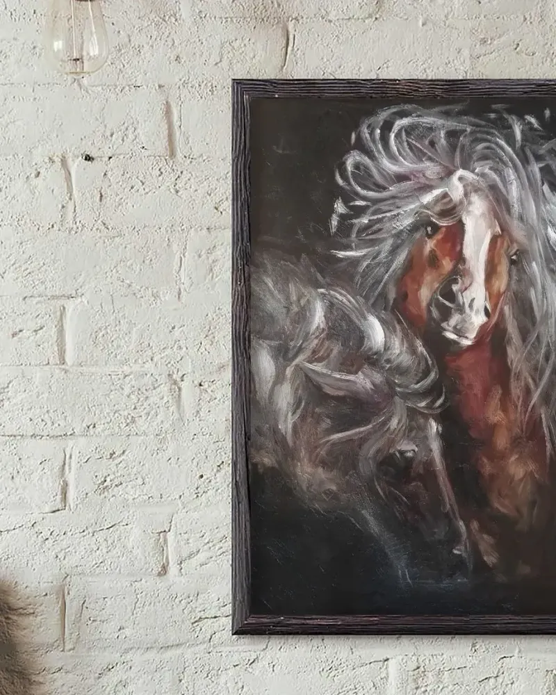 Пара лошадей. Картина маслом 50×70 см — 50×70 см