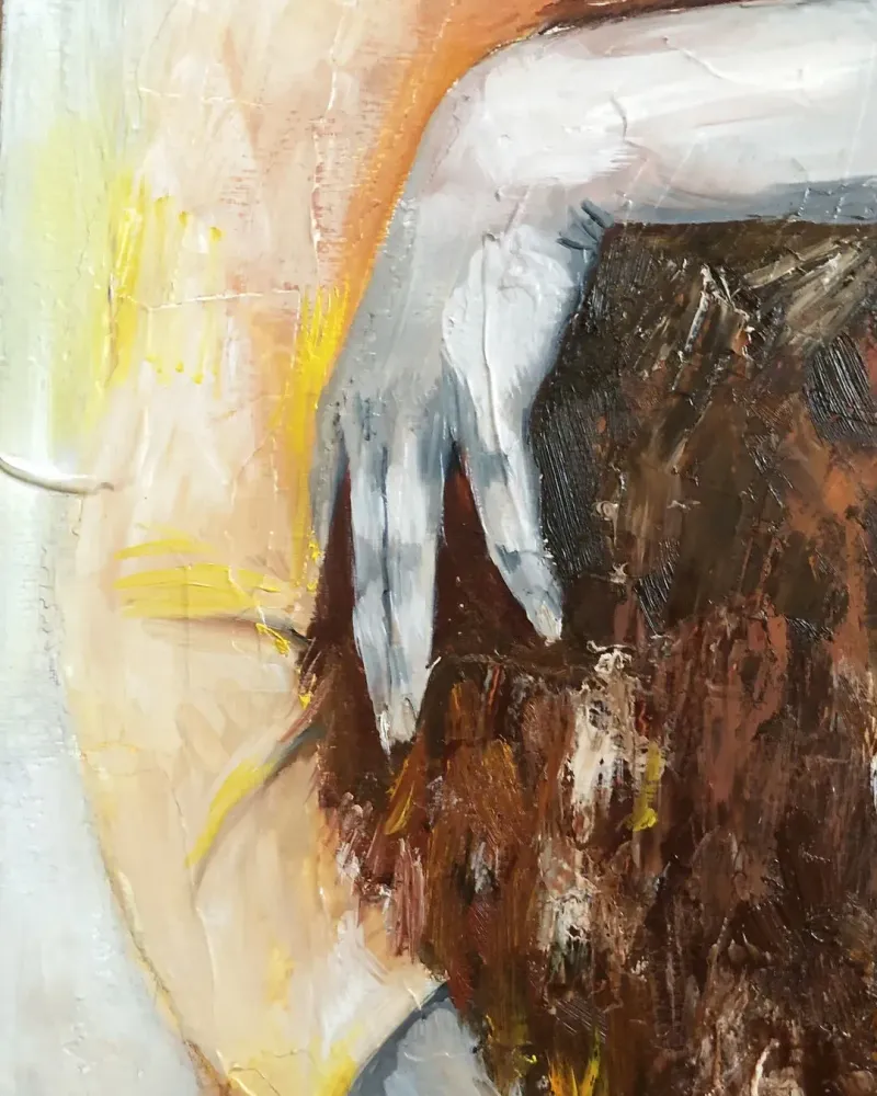 Девушка и лиса. Картина маслом 40×60 см — 40×60 см