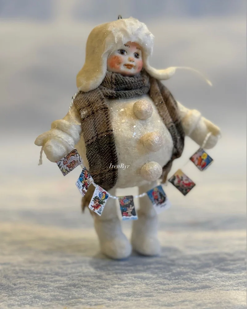 Ватная Ёлочная Игрушка СНЕГОВЁНОК
