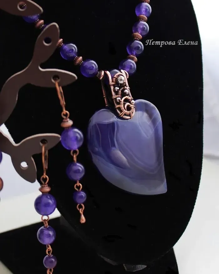 Комплект «Violet Heart» с агатом — Основной