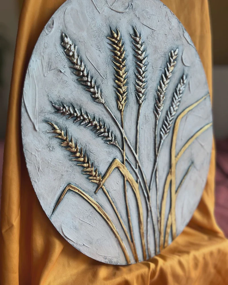 Картина «Золотые колосья» овал, 40×30 см