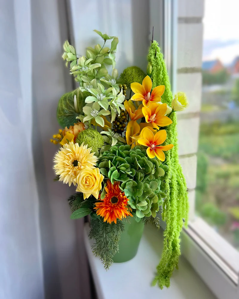 Сочная композиция в кашпо 💚