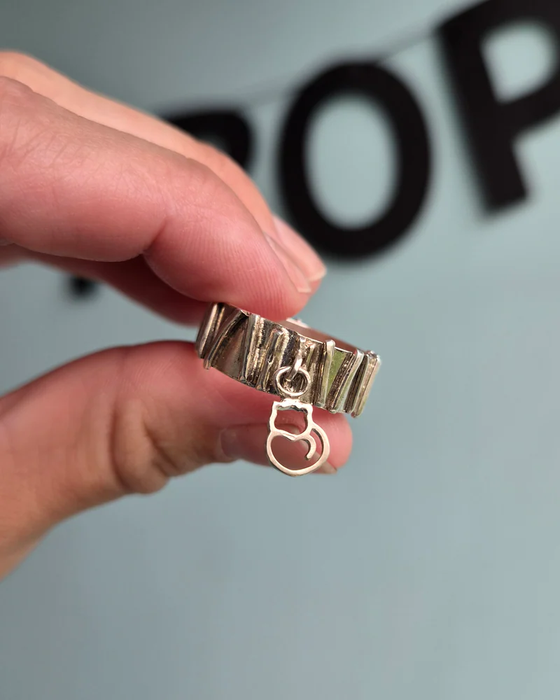 Кольцо серебряное 925 пробы — С подвеской