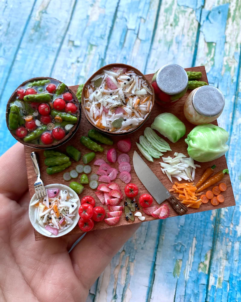 Кукольная Миниатюра «Заготовки на зиму 🍅🥒🥕🥬»