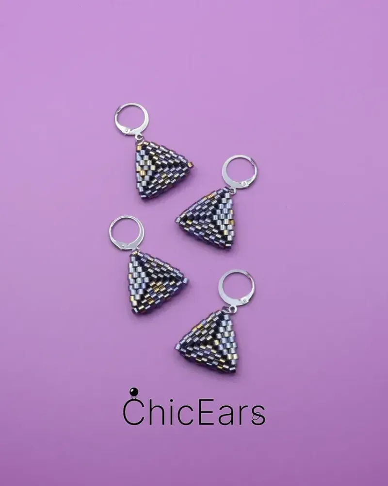 Серьги «Винтаж» из бисера — Фиолетовые
