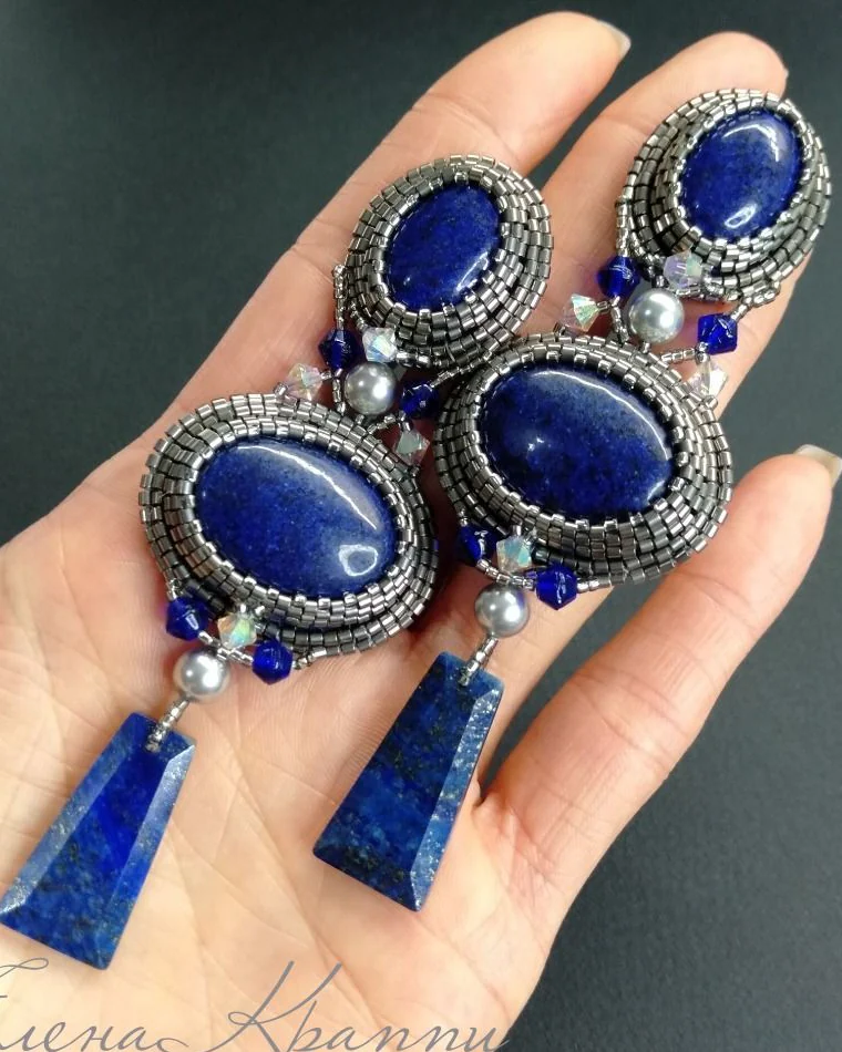 крупные серьги из лазурита