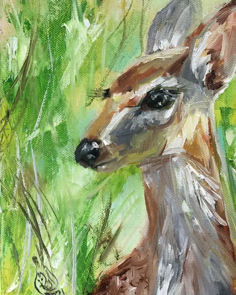 Оленёнок. Картина маслом 18×24 см — 18×24 см