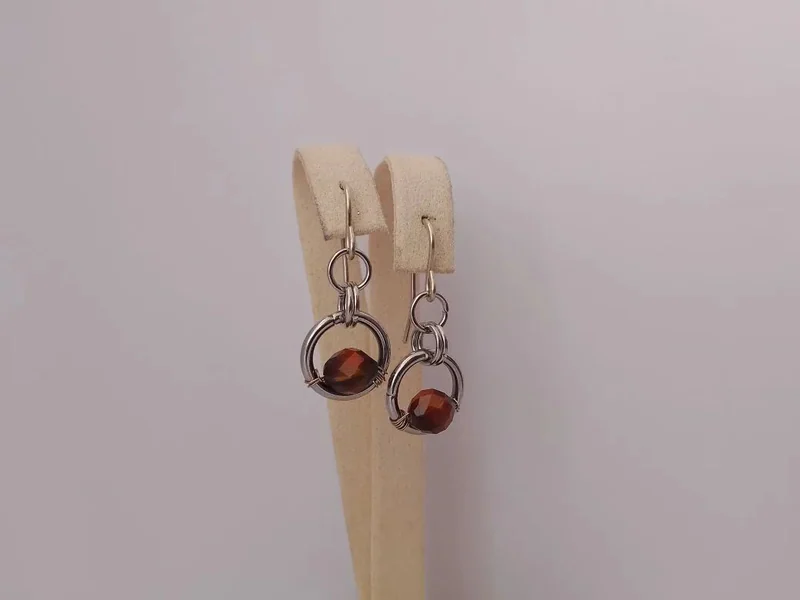 Серьги "Геометрия" с тигровым глазом