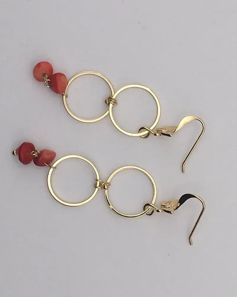 Серьги с натуральным кораллом «Вечное лето», коралловые — Коралловые