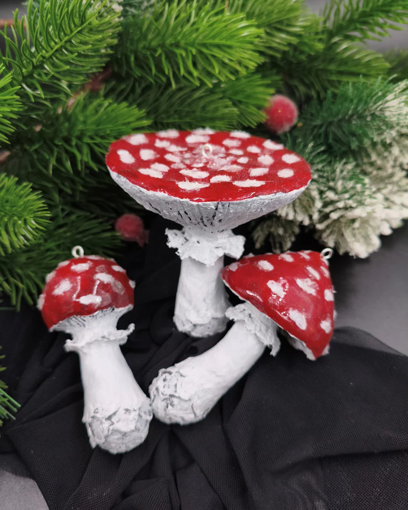 Ёлочные игрушки Мухоморы
