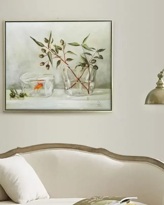 Золотая рыбка и оливки. Картина маслом 50×60 см — 50×60 см