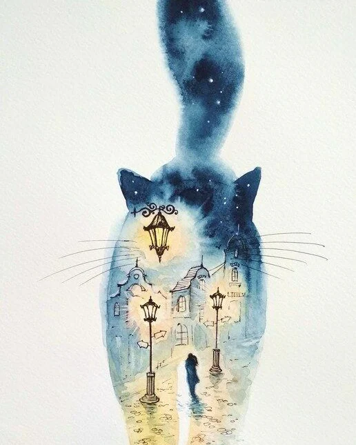 Картина с котом Встреча