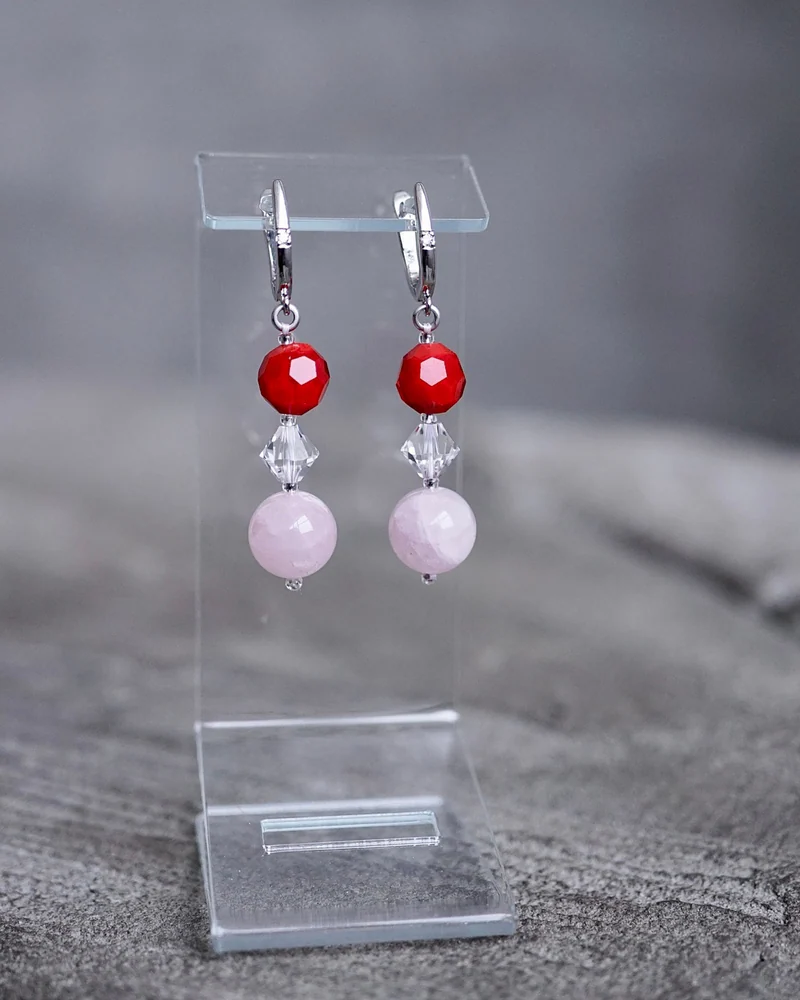 Серьги с розовым кварцем — Серьги с розовым кварцем