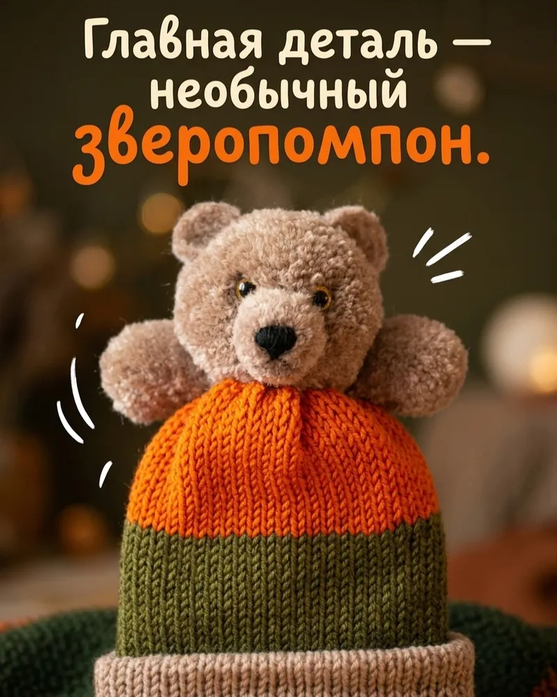 Детский комплект со ЗВЕРОпомпоном "Лесной Мишка" — Лесной Мишка