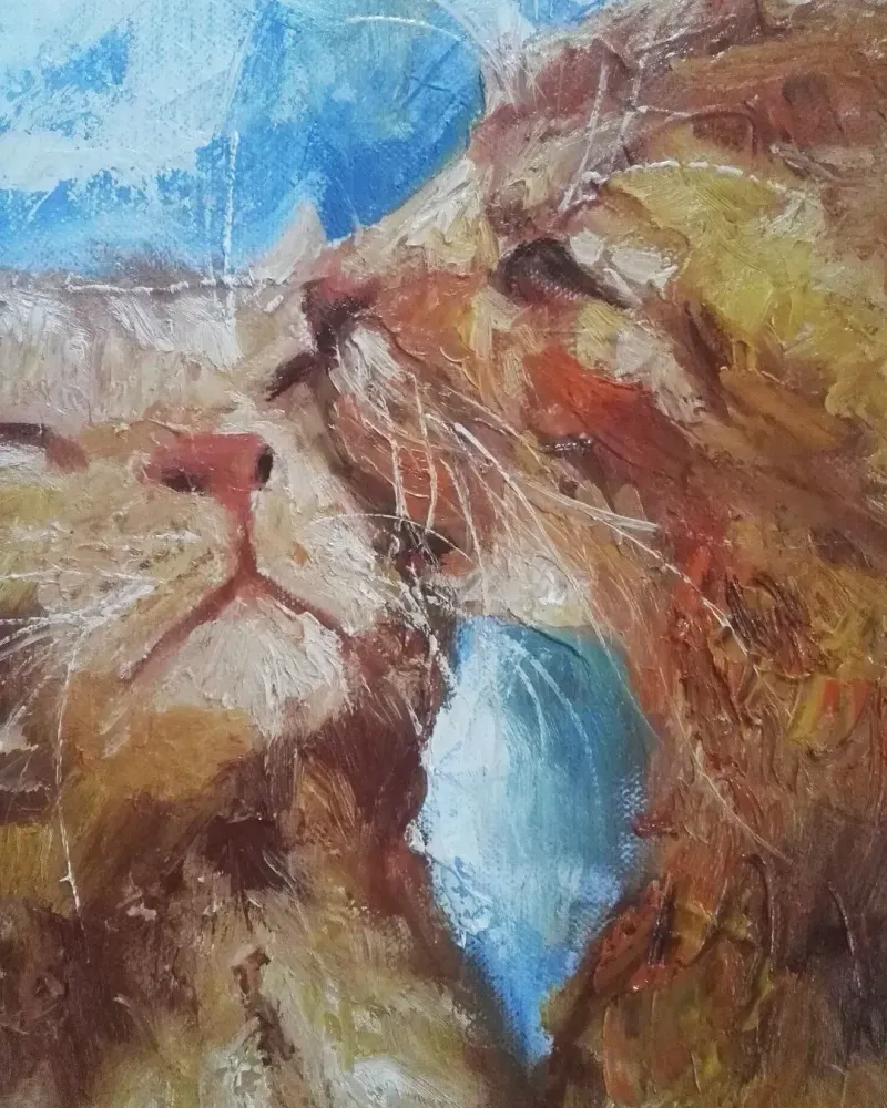 Поцелуй. Картина маслом 40×40 см — 40×40 см