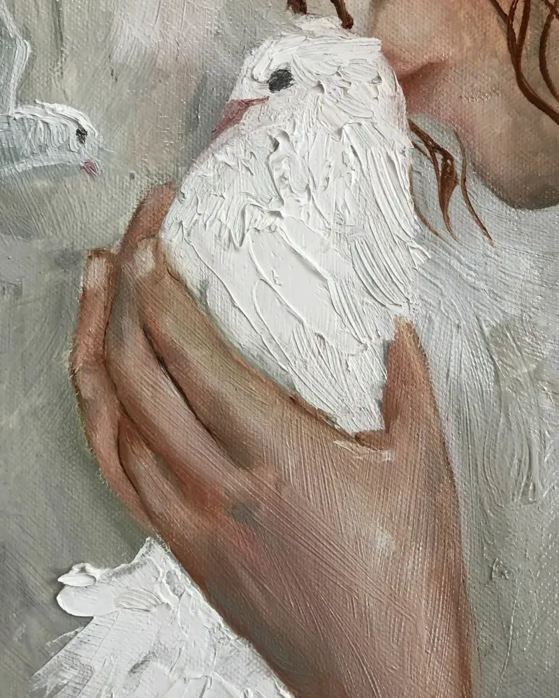 Голубка. Картина маслом 60×60 см — 60×60 см