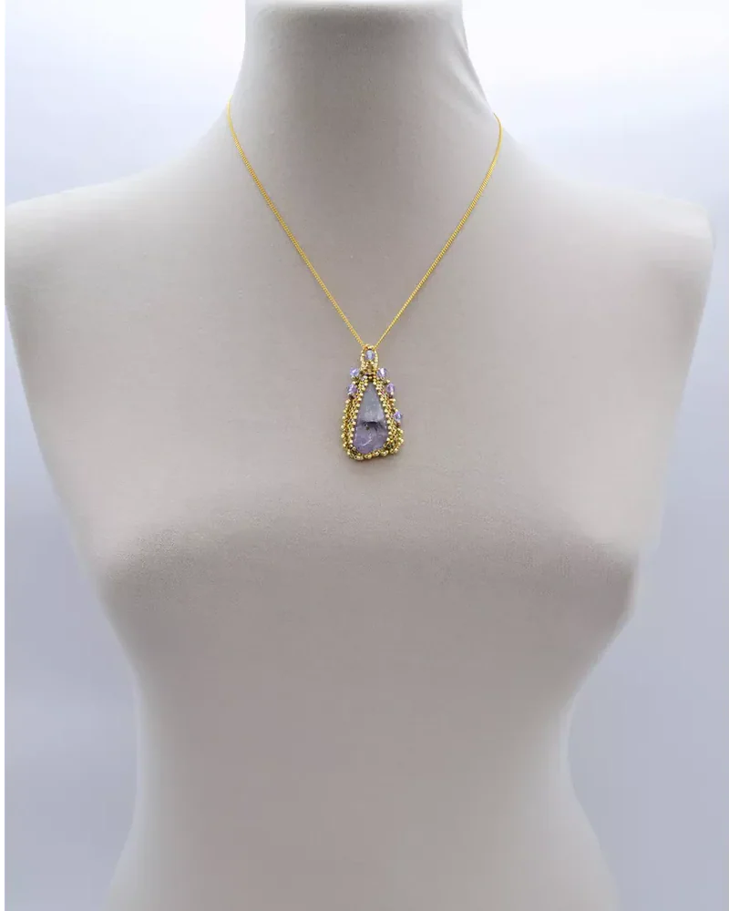 Подвеска ручной работы с аметистом и Swarovski