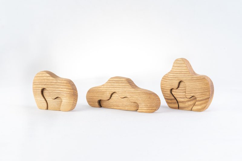 Кусты , набор из 3 шт. Вальдорфская деревянная игрушка