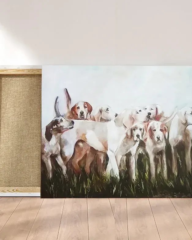 Охота с собаками. Картина маслом 60×80 см — 60×80 см