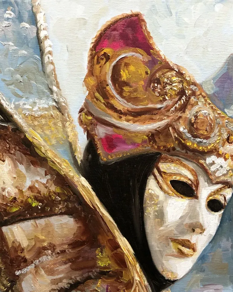 Венеция карнавал. Картина маслом 40×40 см — 40×40 см