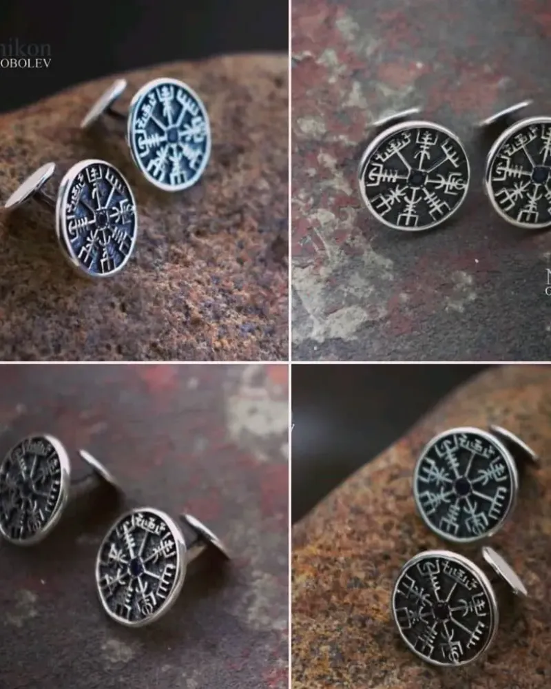 Запонки Vegvisir (рунический компас) — Основной