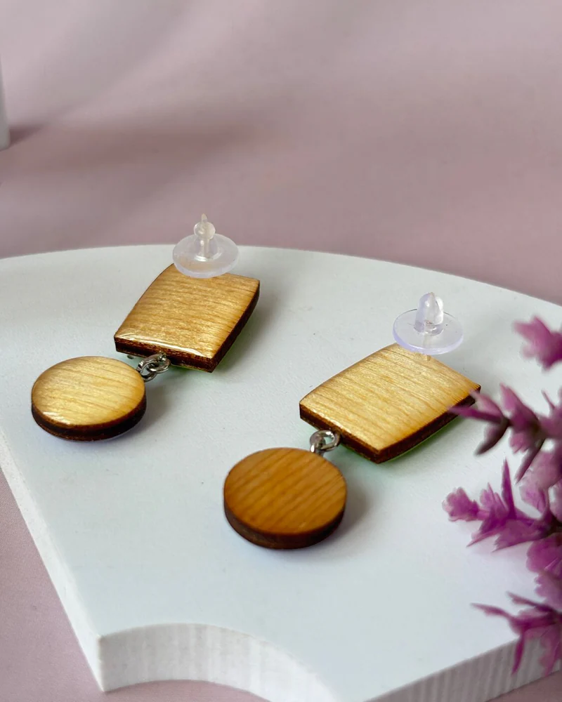 Серьги геометрия из дерева