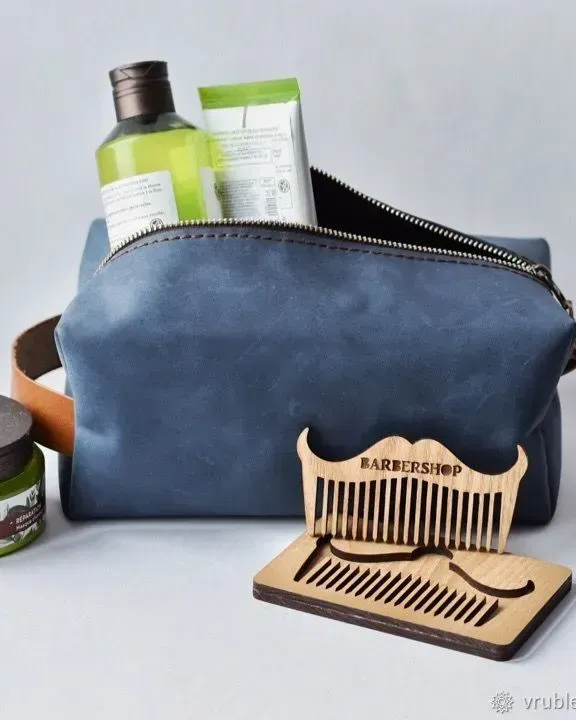 Несессер косметичка из кожи Barber — Серый