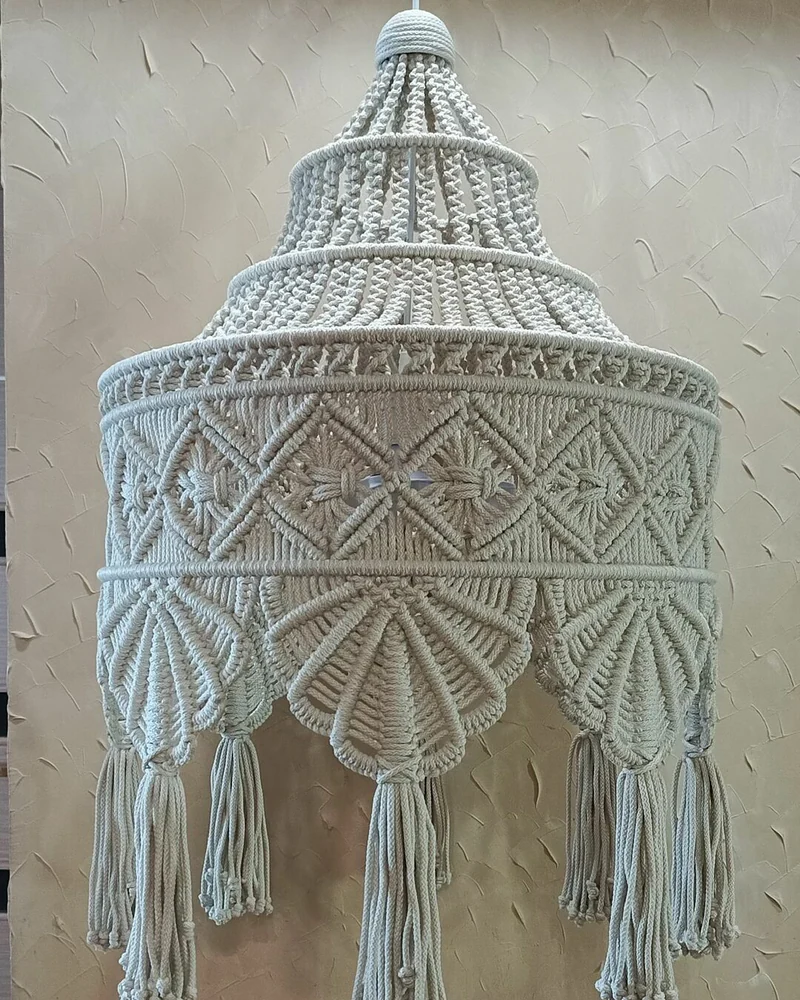 Абажур макраме для люстры, светильника