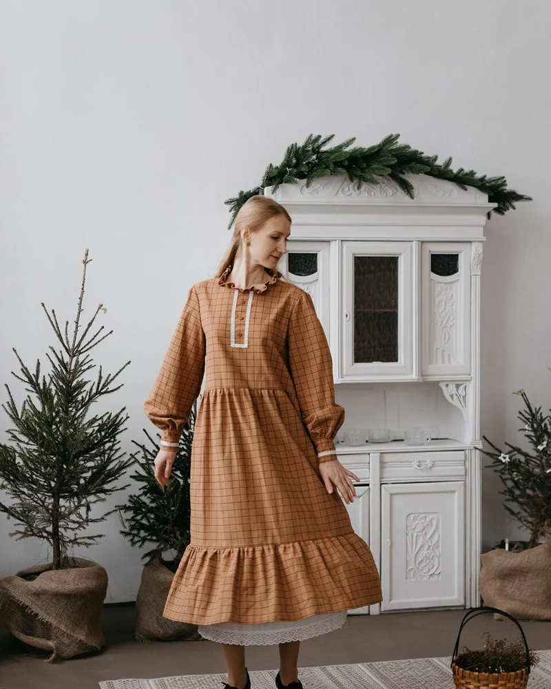 Платье хлопковое «Камея», в клетку
